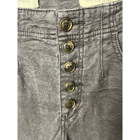 Pilcro & Letterpress Anthropologie High Rise Skinny Button Front Pants print 30 - Picture 6 of 11